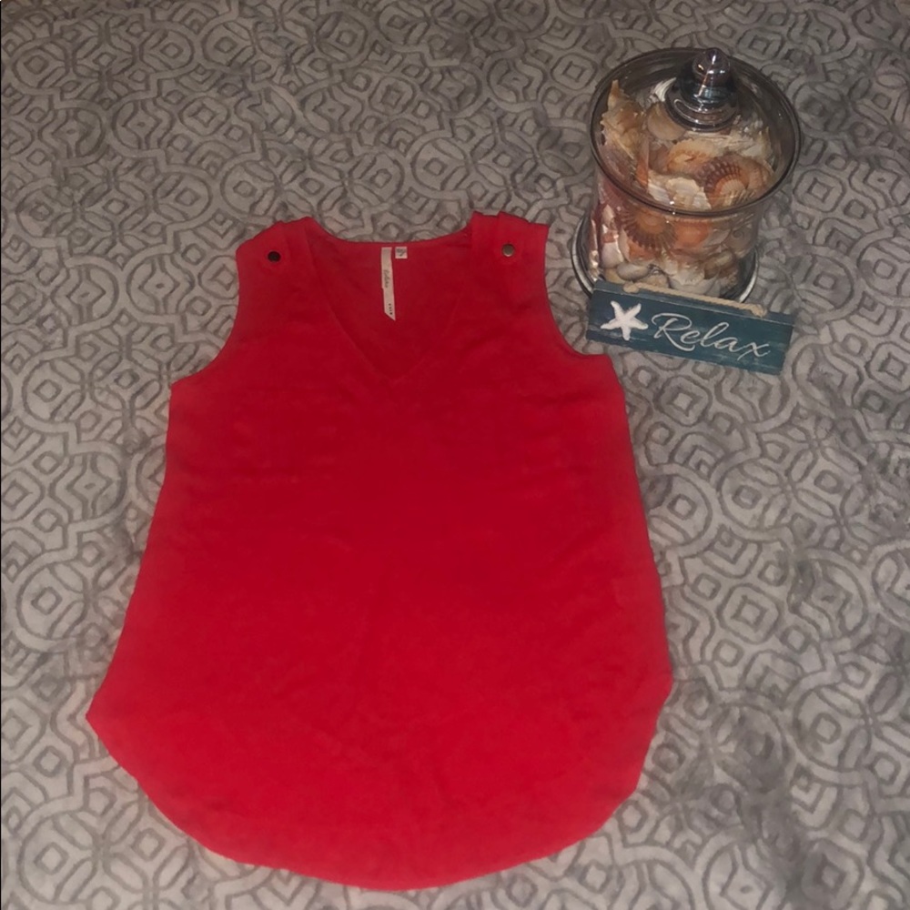 Bellatrix red-orange high-low sleeveless blouse